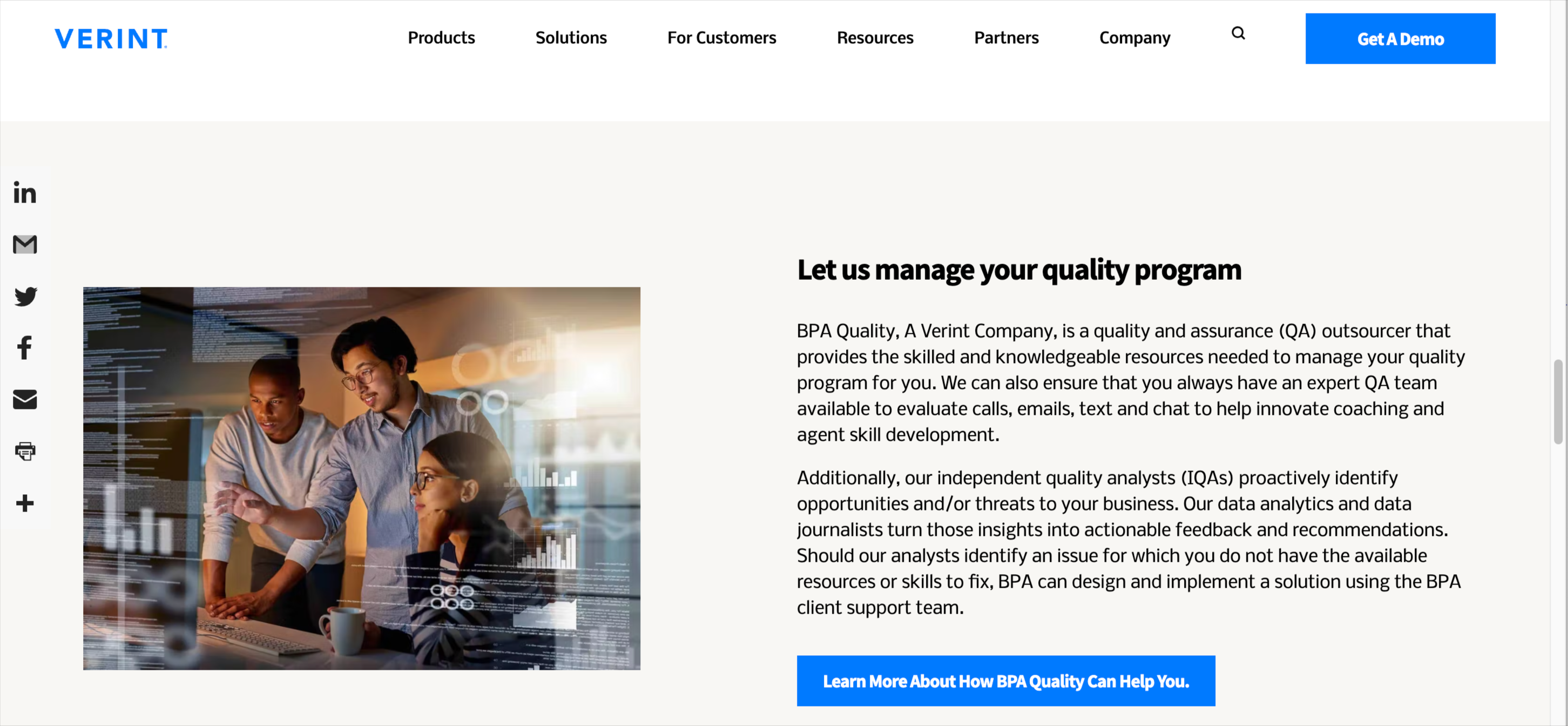 BPA Quality and Verint Managed Services
